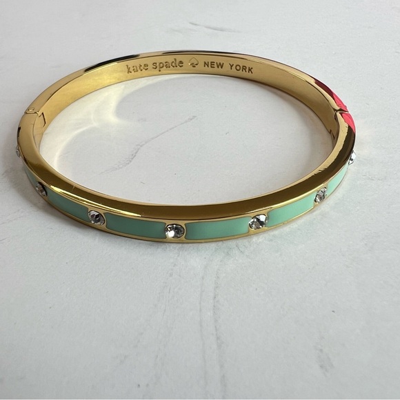 Kate Spade Gold Tone and Turquoise enamel with Crystal Accents  Bangle Bracelet - Picture 3 of 7